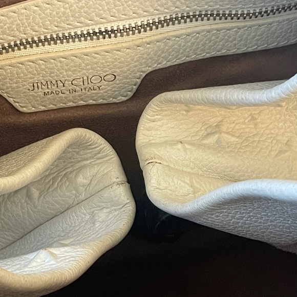 Jimmy Choo Cream Leather Star-Embossed Tote with Black Handles - Picture 6 of 8